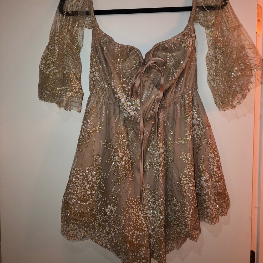 Hello Molly Shimmer Please Romper Bronze: New